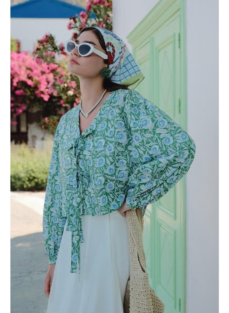 Manuka Patterned Lace Blouse Floral Pattern - Image 1